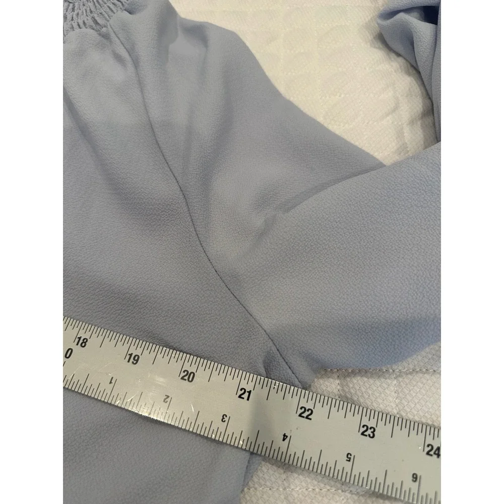 Social Standard by Sanctuary Womens XL Blue Smocked Neck Blouse with Long Sleeve
